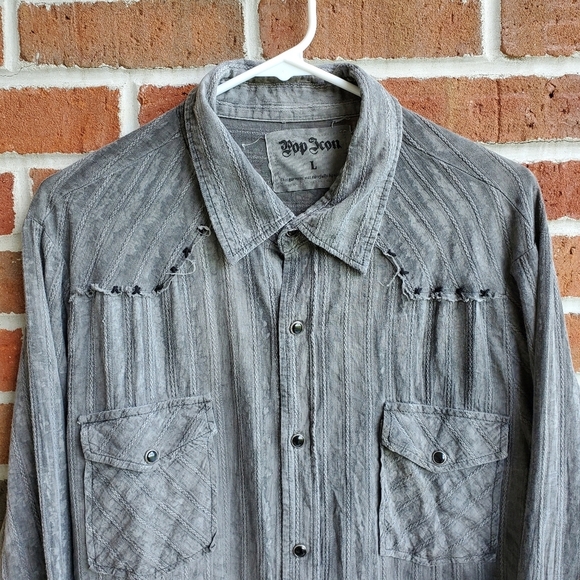 Pop Icon Pearl Snap Shirt Mens Size Large - Picture 2 of 7